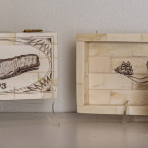 Scrimshaw Bone Boxes of a Whale, Mermaid, and Light House